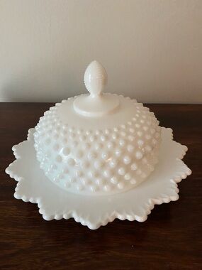 Fenton • Hobnail • White Milk Glass • Butter Dish